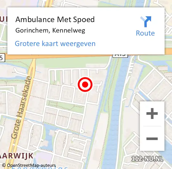 Locatie op kaart van de 112 melding: Ambulance Met Spoed Naar Gorinchem, Kennelweg op 10 februari 2023 13:55