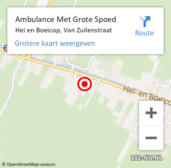 Locatie op kaart van de 112 melding: Ambulance Met Grote Spoed Naar Hei en Boeicop, Van Zuilenstraat op 15 augustus 2014 08:36