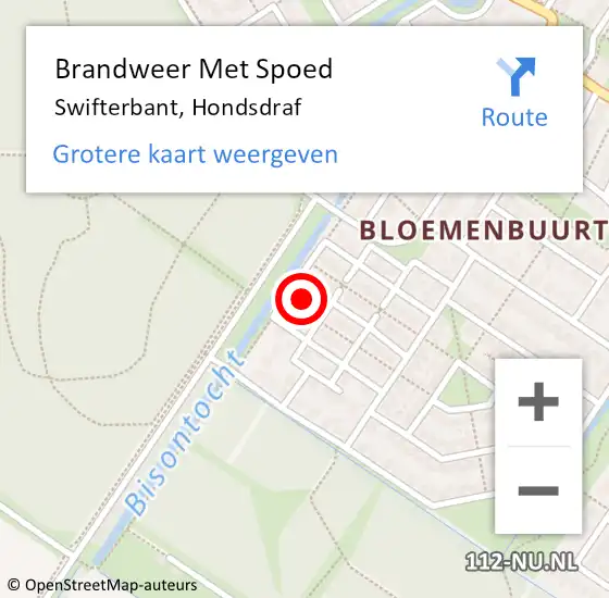 Locatie op kaart van de 112 melding: Brandweer Met Spoed Naar Swifterbant, Hondsdraf op 10 februari 2023 14:07