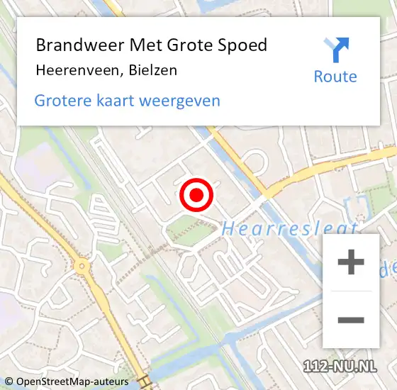 Locatie op kaart van de 112 melding: Brandweer Met Grote Spoed Naar Heerenveen, Bielzen op 10 februari 2023 14:39