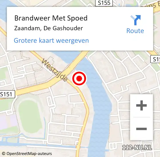 Locatie op kaart van de 112 melding: Brandweer Met Spoed Naar Zaandam, De Gashouder op 10 februari 2023 14:55