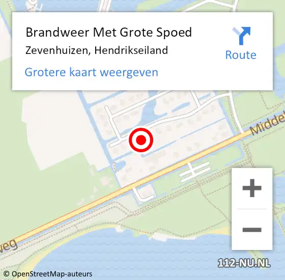 Locatie op kaart van de 112 melding: Brandweer Met Grote Spoed Naar Zevenhuizen, Hendrikseiland op 10 februari 2023 14:57