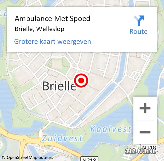 Locatie op kaart van de 112 melding: Ambulance Met Spoed Naar Brielle, Welleslop op 10 februari 2023 14:58