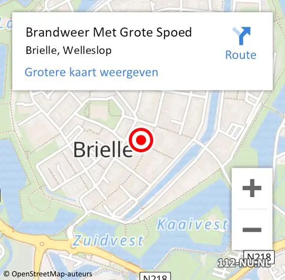 Locatie op kaart van de 112 melding: Brandweer Met Grote Spoed Naar Brielle, Welleslop op 10 februari 2023 15:04