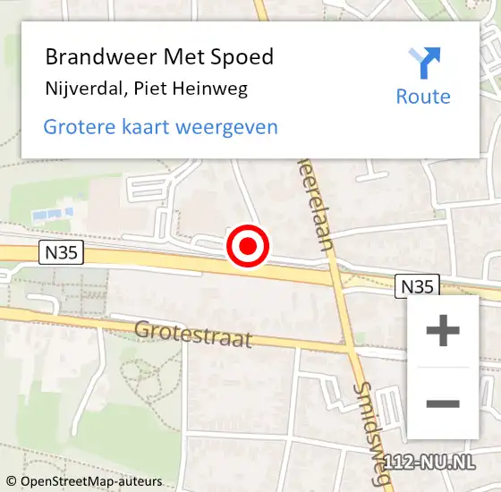 Locatie op kaart van de 112 melding: Brandweer Met Spoed Naar Nijverdal, Piet Heinweg op 10 februari 2023 15:05