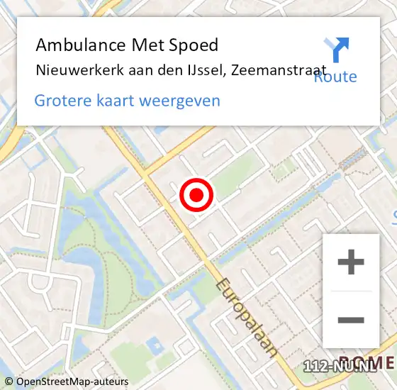 Locatie op kaart van de 112 melding: Ambulance Met Spoed Naar Nieuwerkerk aan den IJssel, Zeemanstraat op 10 februari 2023 15:37