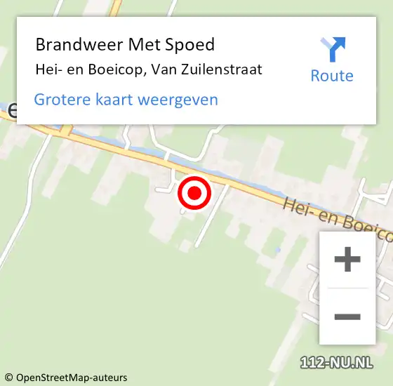 Locatie op kaart van de 112 melding: Brandweer Met Spoed Naar Hei- en Boeicop, Van Zuilenstraat op 15 augustus 2014 08:49