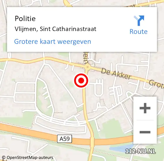 Locatie op kaart van de 112 melding: Politie Vlijmen, Sint Catharinastraat op 10 februari 2023 15:44
