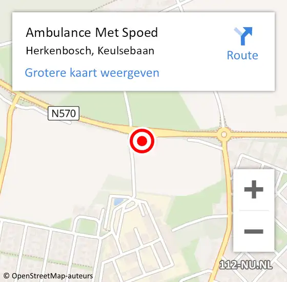 Locatie op kaart van de 112 melding: Ambulance Met Spoed Naar Herkenbosch, Keulsebaan op 10 februari 2023 15:48