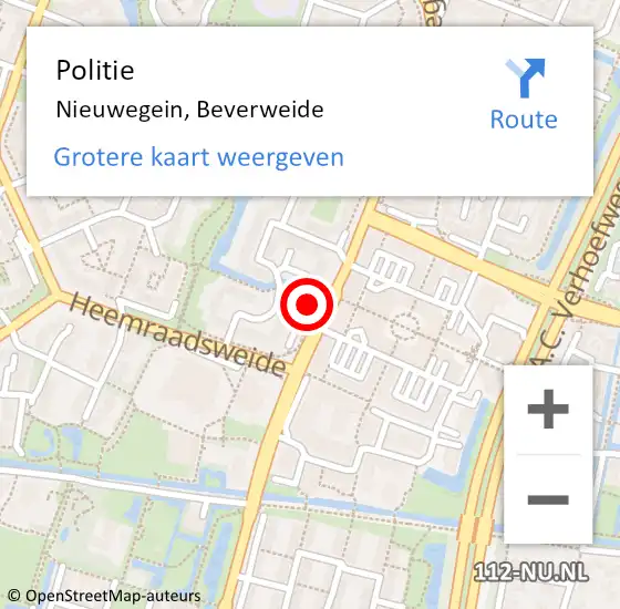 Locatie op kaart van de 112 melding: Politie Nieuwegein, Beverweide op 10 februari 2023 16:08