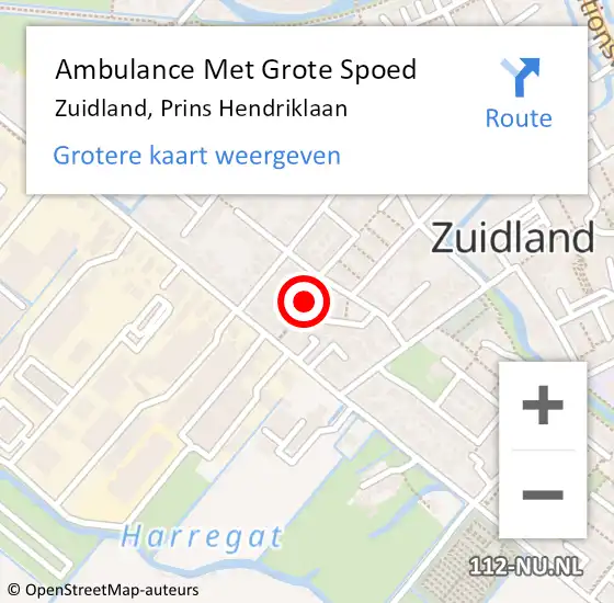 Locatie op kaart van de 112 melding: Ambulance Met Grote Spoed Naar Zuidland, Prins Hendriklaan op 10 februari 2023 16:18