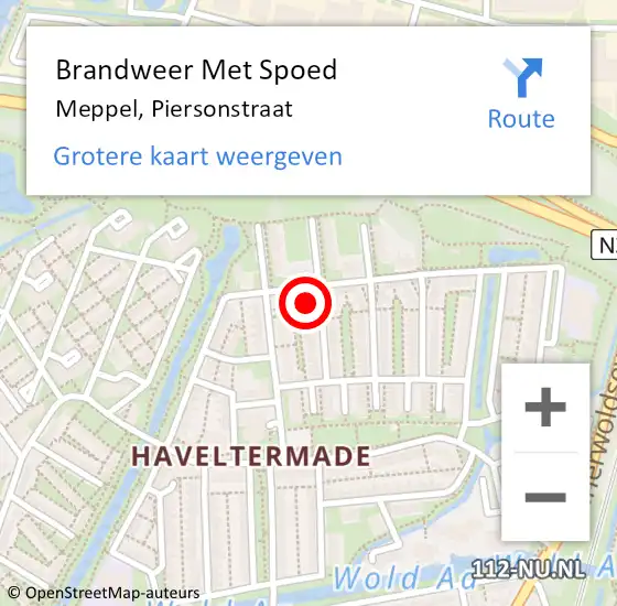 Locatie op kaart van de 112 melding: Brandweer Met Spoed Naar Meppel, Piersonstraat op 10 februari 2023 16:29