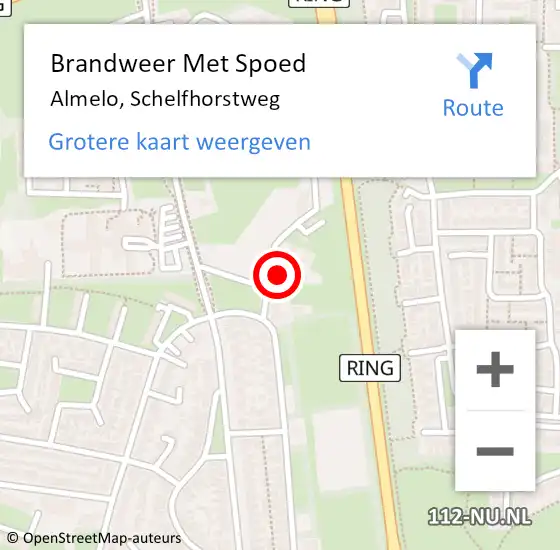 Locatie op kaart van de 112 melding: Brandweer Met Spoed Naar Almelo, Schelfhorstweg op 10 februari 2023 16:37