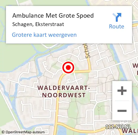 Locatie op kaart van de 112 melding: Ambulance Met Grote Spoed Naar Schagen, Eksterstraat op 10 februari 2023 16:46