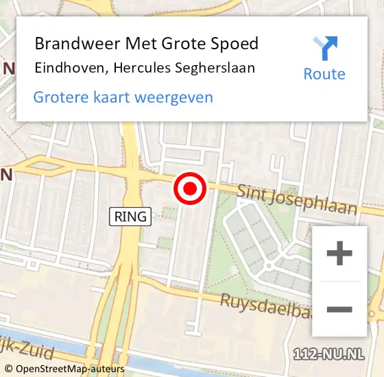 Locatie op kaart van de 112 melding: Brandweer Met Grote Spoed Naar Eindhoven, Hercules Segherslaan op 10 februari 2023 16:55