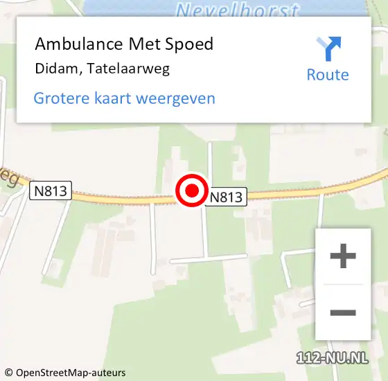 Locatie op kaart van de 112 melding: Ambulance Met Spoed Naar Didam, Tatelaarweg op 10 februari 2023 17:17