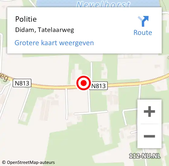 Locatie op kaart van de 112 melding: Politie Didam, Tatelaarweg op 10 februari 2023 17:18