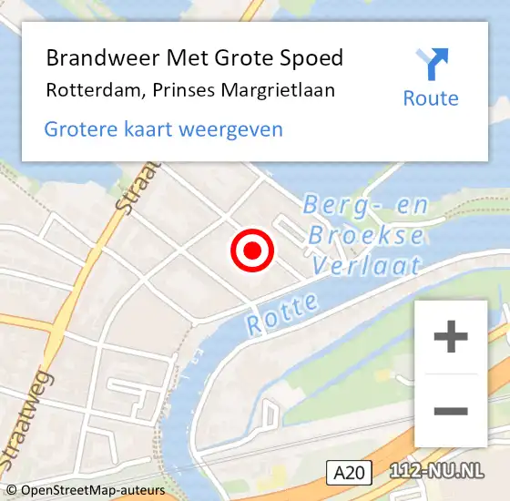 Locatie op kaart van de 112 melding: Brandweer Met Grote Spoed Naar Rotterdam, Prinses Margrietlaan op 10 februari 2023 17:31