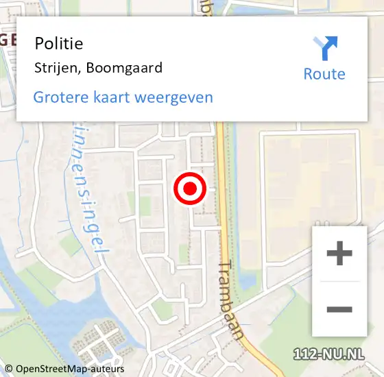 Locatie op kaart van de 112 melding: Politie Strijen, Boomgaard op 10 februari 2023 18:25