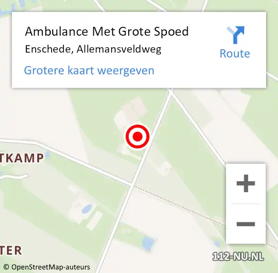 Locatie op kaart van de 112 melding: Ambulance Met Grote Spoed Naar Enschede, Allemansveldweg op 10 februari 2023 19:00