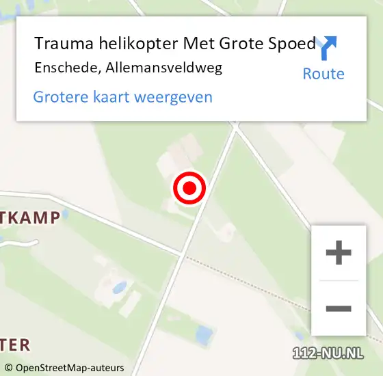 Locatie op kaart van de 112 melding: Trauma helikopter Met Grote Spoed Naar Enschede, Allemansveldweg op 10 februari 2023 19:00