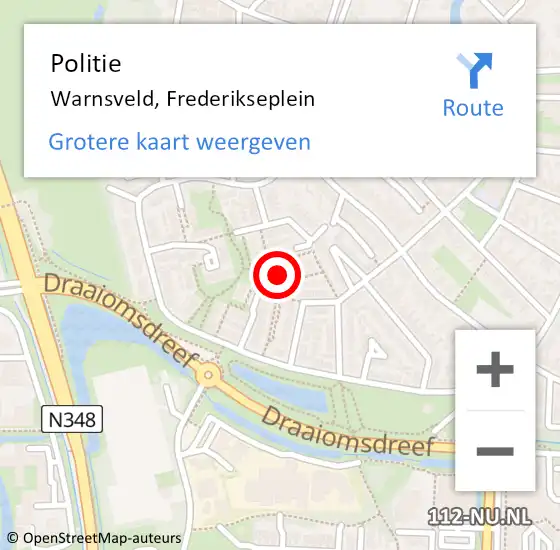Locatie op kaart van de 112 melding: Politie Warnsveld, Frederikseplein op 10 februari 2023 19:37