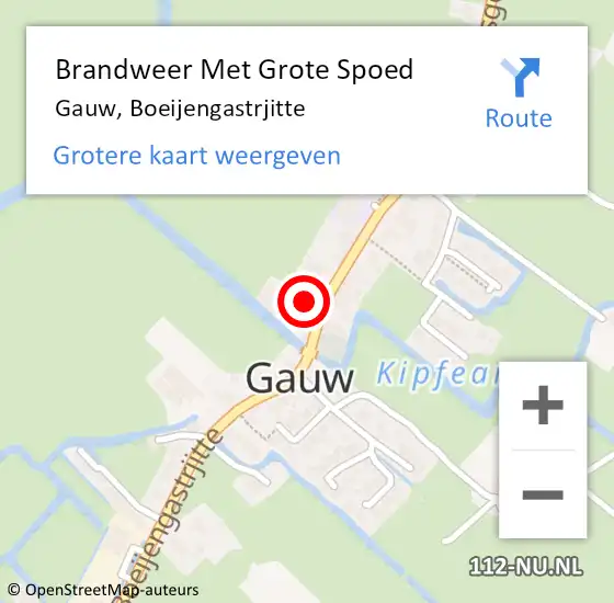 Locatie op kaart van de 112 melding: Brandweer Met Grote Spoed Naar Gauw, Boeijengastrjitte op 10 februari 2023 19:48