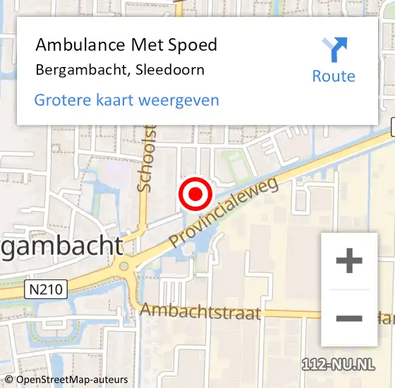 Locatie op kaart van de 112 melding: Ambulance Met Spoed Naar Bergambacht, Sleedoorn op 10 februari 2023 20:14