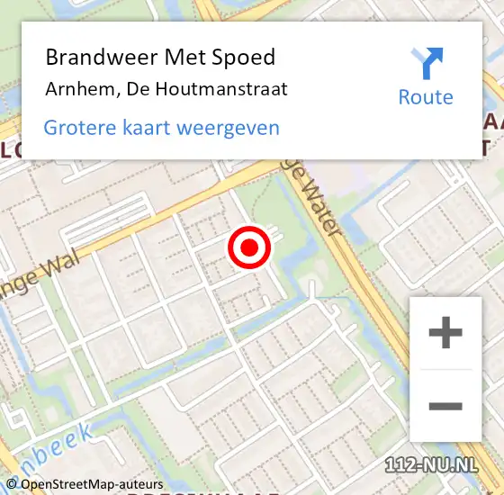 Locatie op kaart van de 112 melding: Brandweer Met Spoed Naar Arnhem, De Houtmanstraat op 10 februari 2023 20:28