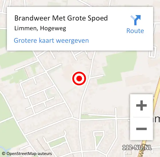 Locatie op kaart van de 112 melding: Brandweer Met Grote Spoed Naar Limmen, Hogeweg op 15 augustus 2014 09:15