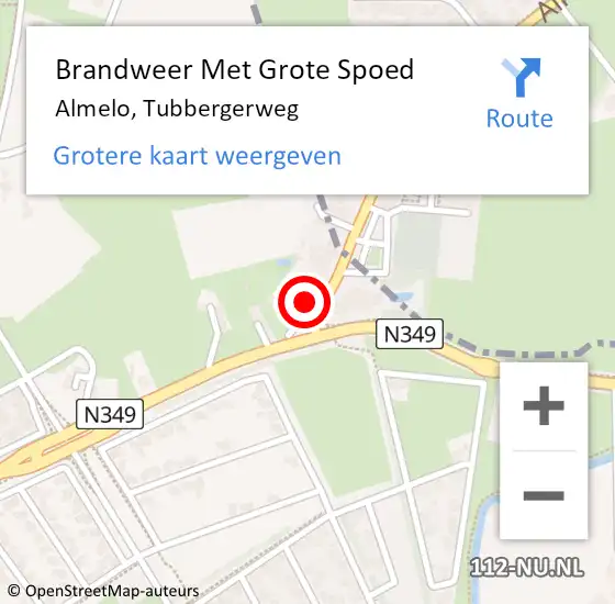 Locatie op kaart van de 112 melding: Brandweer Met Grote Spoed Naar Almelo, Tubbergerweg op 10 februari 2023 20:41