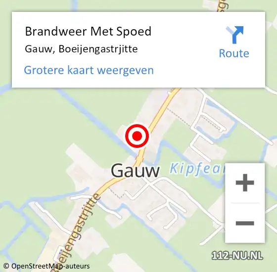 Locatie op kaart van de 112 melding: Brandweer Met Spoed Naar Gauw, Boeijengastrjitte op 10 februari 2023 20:47