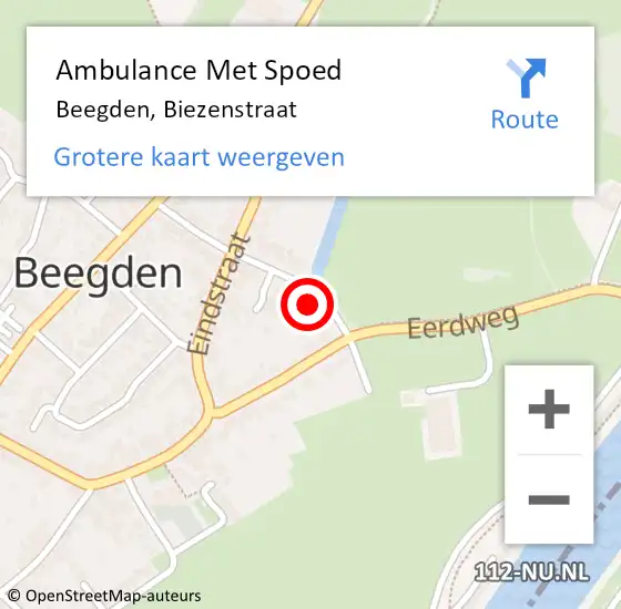 Locatie op kaart van de 112 melding: Ambulance Met Spoed Naar Beegden, Biezenstraat op 15 augustus 2014 09:17