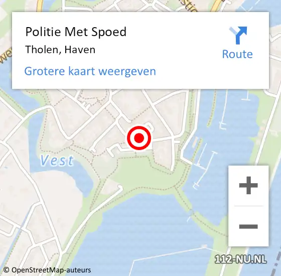 Locatie op kaart van de 112 melding: Politie Met Spoed Naar Tholen, Haven op 10 februari 2023 21:08