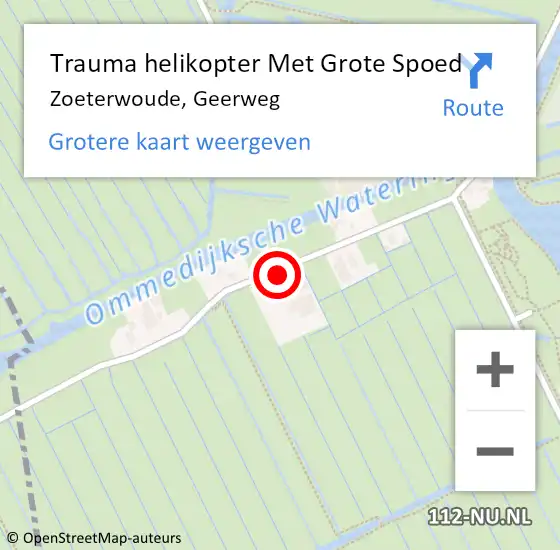 Locatie op kaart van de 112 melding: Trauma helikopter Met Grote Spoed Naar Zoeterwoude, Geerweg op 10 februari 2023 21:14