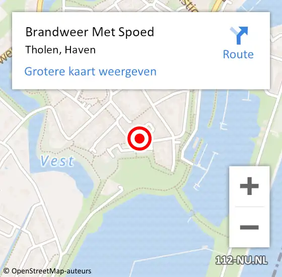 Locatie op kaart van de 112 melding: Brandweer Met Spoed Naar Tholen, Haven op 10 februari 2023 21:16