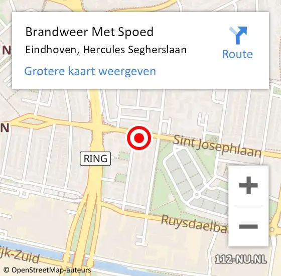 Locatie op kaart van de 112 melding: Brandweer Met Spoed Naar Eindhoven, Hercules Segherslaan op 10 februari 2023 21:17