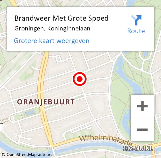 Locatie op kaart van de 112 melding: Brandweer Met Grote Spoed Naar Groningen, Koninginnelaan op 10 februari 2023 21:20