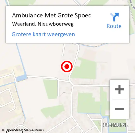 Locatie op kaart van de 112 melding: Ambulance Met Grote Spoed Naar Waarland, Nieuwboerweg op 10 februari 2023 21:20