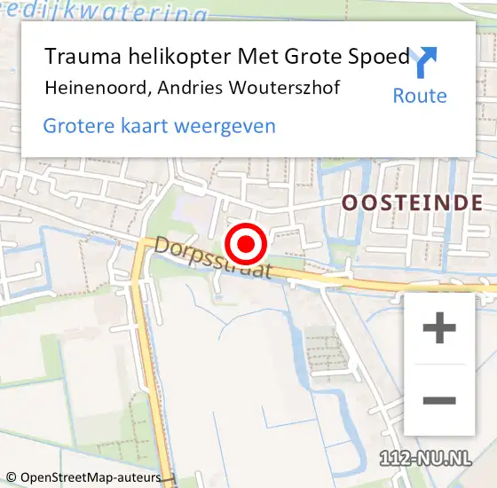 Locatie op kaart van de 112 melding: Trauma helikopter Met Grote Spoed Naar Heinenoord, Andries Wouterszhof op 10 februari 2023 22:17