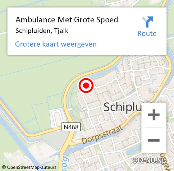 Locatie op kaart van de 112 melding: Ambulance Met Grote Spoed Naar Schipluiden, Tjalk op 10 februari 2023 22:24