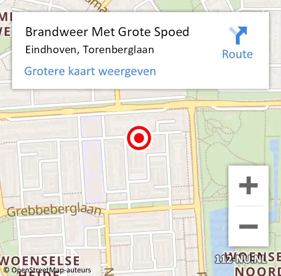 Locatie op kaart van de 112 melding: Brandweer Met Grote Spoed Naar Eindhoven, Torenberglaan op 10 februari 2023 22:34