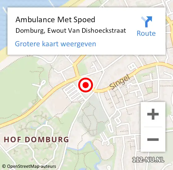 Locatie op kaart van de 112 melding: Ambulance Met Spoed Naar Domburg, Ewout Van Dishoeckstraat op 15 augustus 2014 09:25