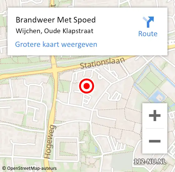 Locatie op kaart van de 112 melding: Brandweer Met Spoed Naar Wijchen, Oude Klapstraat op 10 februari 2023 23:21