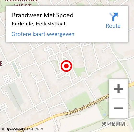 Locatie op kaart van de 112 melding: Brandweer Met Spoed Naar Kerkrade, Heiluststraat op 11 februari 2023 00:13