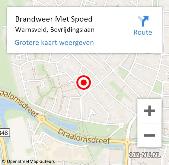 Locatie op kaart van de 112 melding: Brandweer Met Spoed Naar Warnsveld, Bevrijdingslaan op 11 februari 2023 01:16