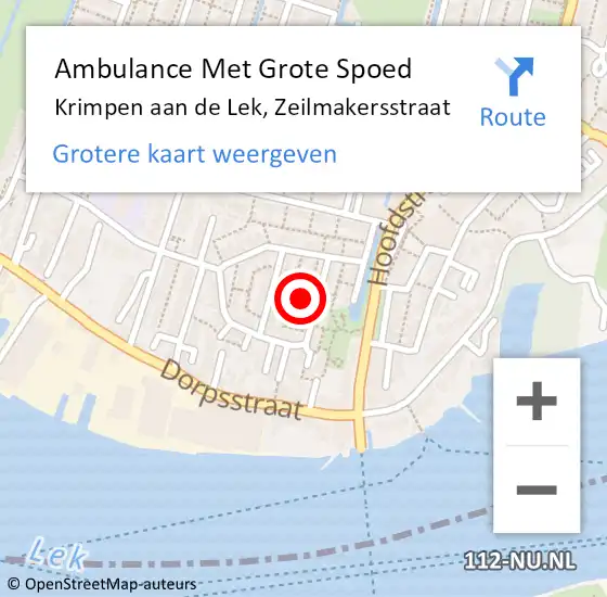 Locatie op kaart van de 112 melding: Ambulance Met Grote Spoed Naar Krimpen aan de Lek, Zeilmakersstraat op 11 februari 2023 02:25