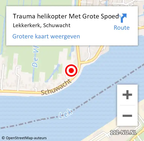 Locatie op kaart van de 112 melding: Trauma helikopter Met Grote Spoed Naar Lekkerkerk, Schuwacht op 11 februari 2023 02:42