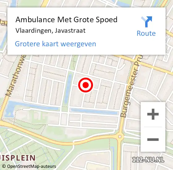 Locatie op kaart van de 112 melding: Ambulance Met Grote Spoed Naar Vlaardingen, Javastraat op 11 februari 2023 02:47