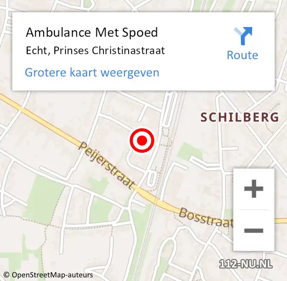 Locatie op kaart van de 112 melding: Ambulance Met Spoed Naar Echt, Prinses Christinastraat op 11 februari 2023 04:03